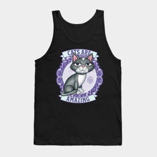 Cute Kitty Cat on purple wreath Cats are Amazing Tank Top